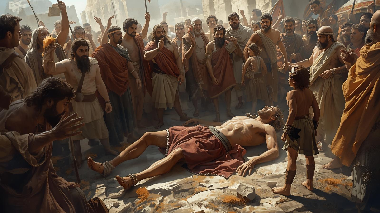 Goliath falls straight down with no life